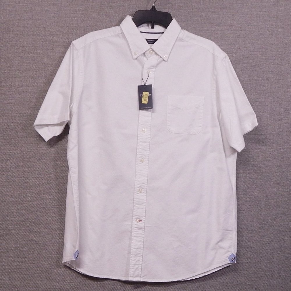 CREMIEUX Men's Short Sleeve White Dress Shirt == Classics 38 == Large Size L NWT